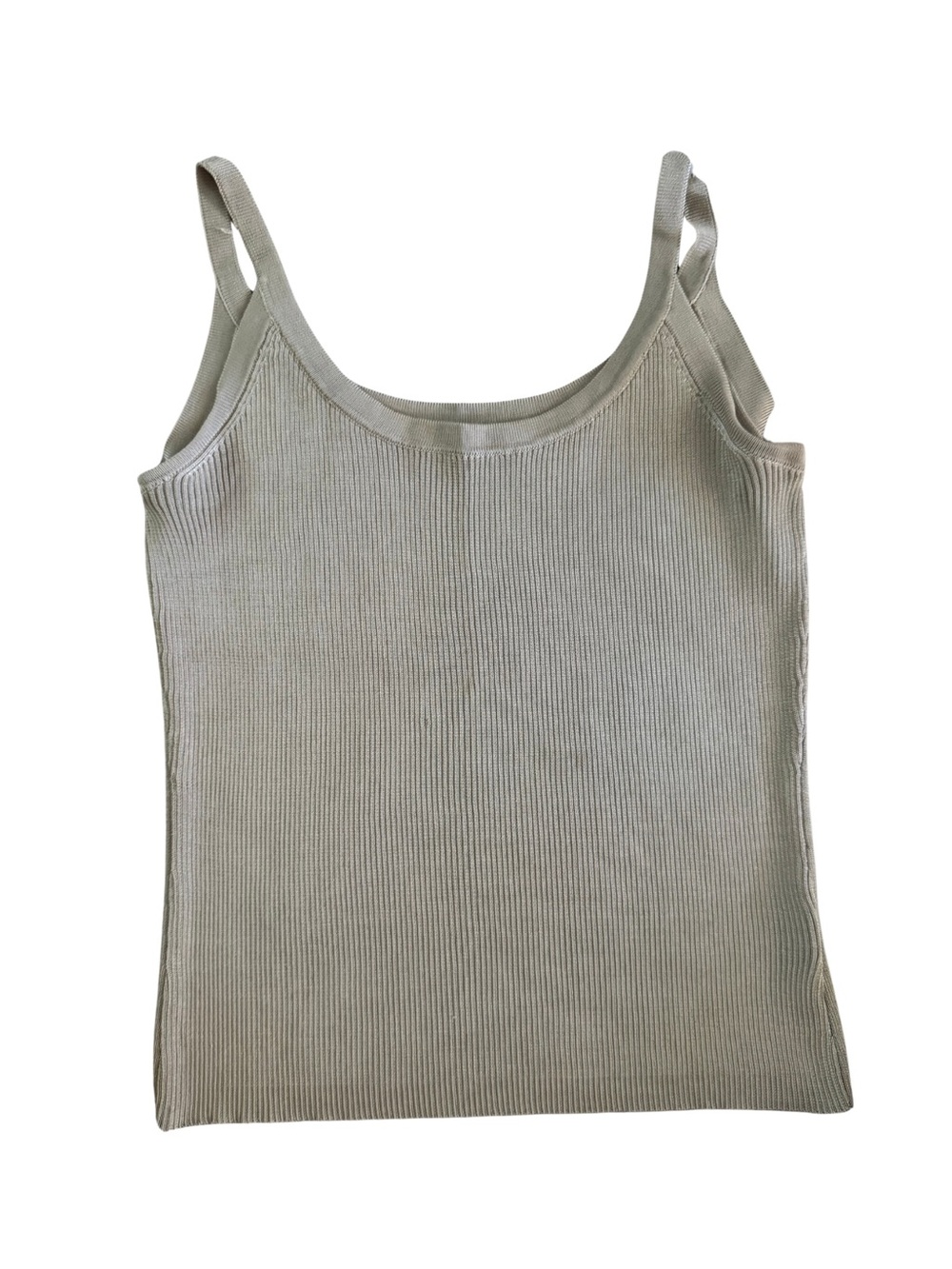 Dana Buchman Light Beige Ribbed Tank Top - Slim Straps